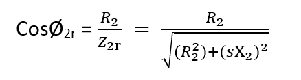 Power factor of the rotor in an induction motor while running