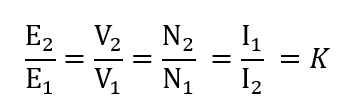 Transformation ratio formula of transformer