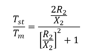 Ratio of starting torque to maximum torque