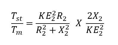 Ratio of starting torque to maximum torque