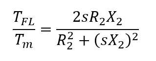 ratio of full load torque to maximum torque