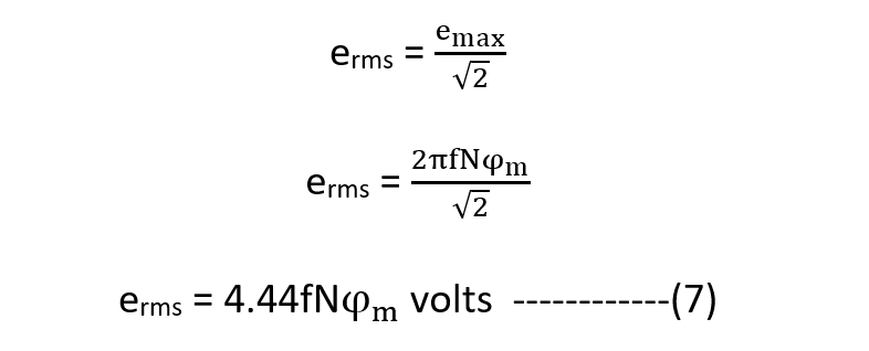 RMS value of EMF equation of Transformer