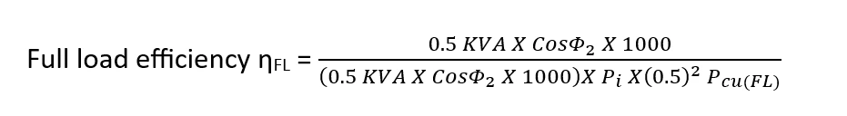 efficiency of transformer at under half load condition