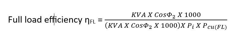 Equation of transformer under full load condition